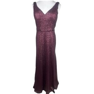 Morilee Bridesmaids 21584 Bordeaux Sequin Formal Gown Dress Size 16 Prom Evening
